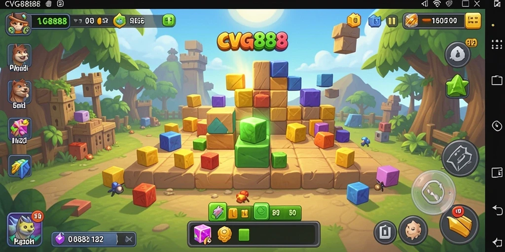 Tampilan gameplay seru dari CVG8888 menantang kreativitas pemain.