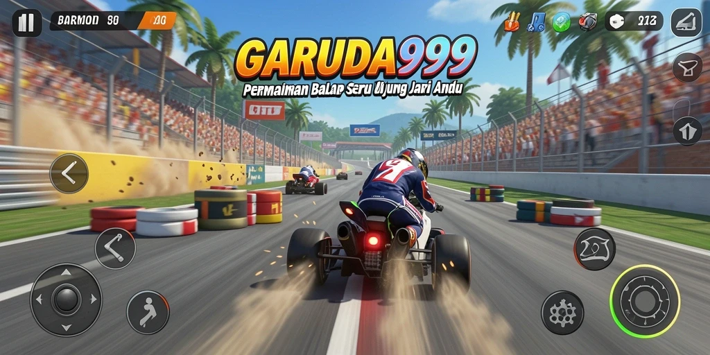 Tampilan gameplay menegangkan dari GARUDA999 saat balapan.