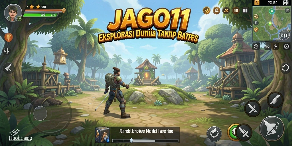 Screenshot JAGO11 menampilkan permainan eksplorasi dunia yang luas.