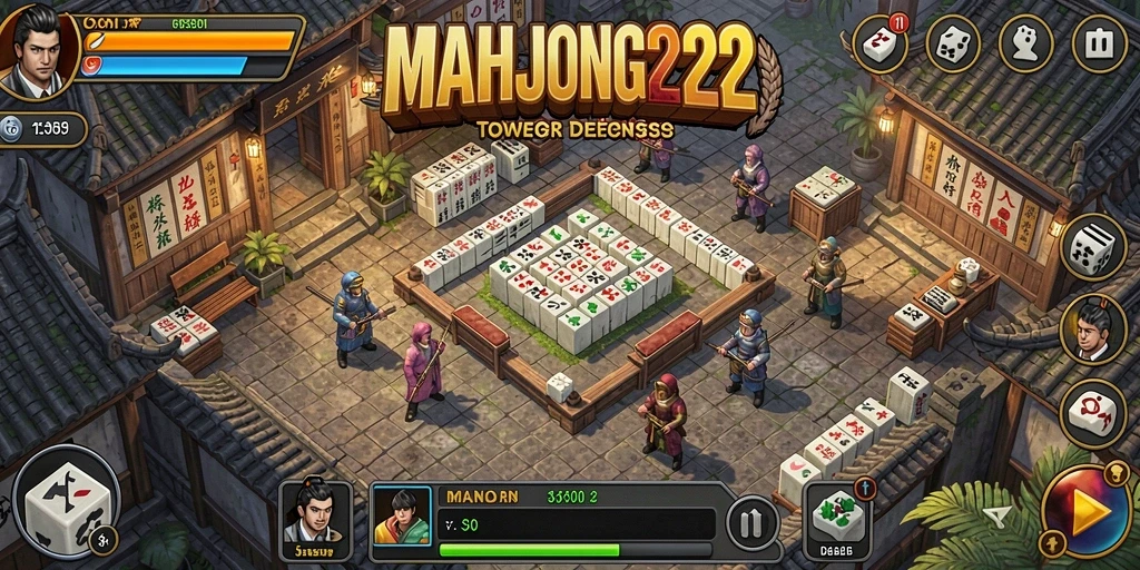 Tangkapan layar gameplay <strong>MAHJONG222</strong> menampilkan strategi Tower Defense yang mendebarkan.