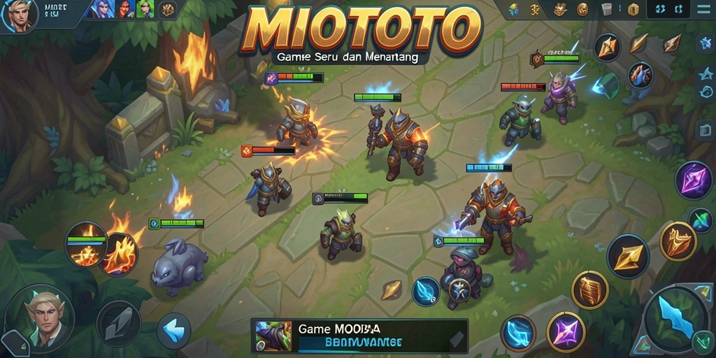 Tampilan menarik dari gameplay MOBA di MIOTOTO.