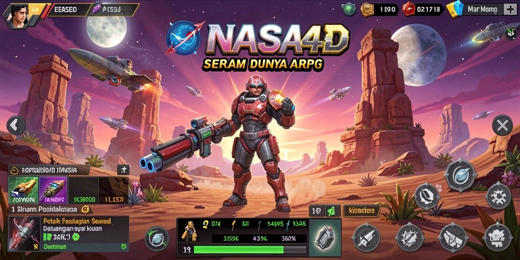 Screenshot gameplay utama NASA4D yang menampilkan pertempuran seru di dunia ARPG.