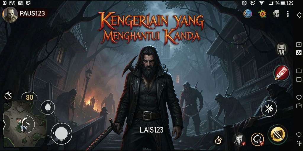 Tampilan gameplay menegangkan PAUS123 yang penuh kengerian.