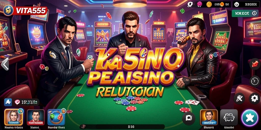 Screenshot utama VITA555 menunjukkan suasana permainan kasino yang mendebarkan.