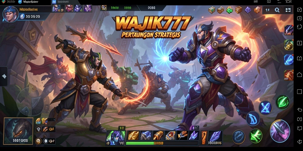 Tampilan gameplay seru dalam pertarungan MOBA WAJIK777.